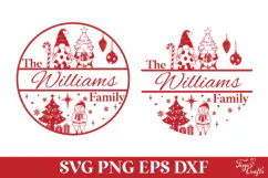 Round Family Christmas Name Sign SVG Cut File Product Image 2