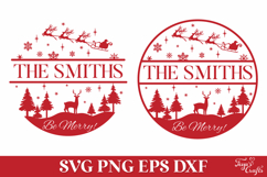 Round Family Christmas Name Sign SVG Cut File Product Image 2