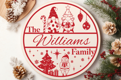 Round Family Christmas Name Sign SVG Cut File Product Image 3