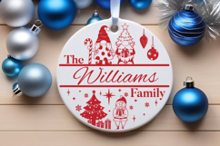 Round Family Christmas Name Sign SVG Cut File Product Image 4