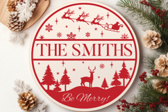 Round Family Christmas Name Sign SVG Cut File Product Image 5