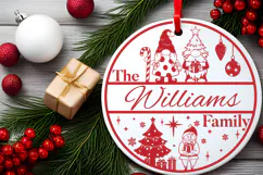 Round Family Christmas Name Sign SVG Cut File Product Image 5
