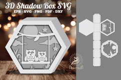 Family Owl 3D Shadow Box SVG Product Image 1