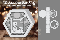 Family Owl 3D Shadow Box SVG Product Image 1