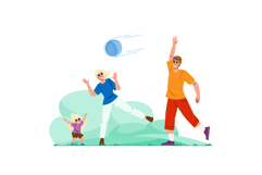 play family playing catch vector Product Image 1