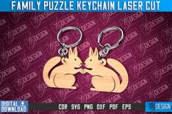Squarel Family Puzzle Keychain|Valentine Couple Keyring SVG Product Image 1