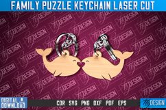 Whale Family Puzzle Keychain|Valentine Couple Keyring SVG Product Image 1