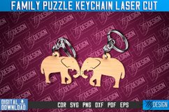 Elephant Family Puzzle Keychain|Valentine Couple Keyring SVG Product Image 1