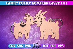 Goat Family Puzzle Keychain | Laser Cut Design | CNC Files Product Image 1