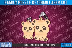 Panda Family Puzzle Keychain|Valentine Couple Keyring SVG Product Image 1