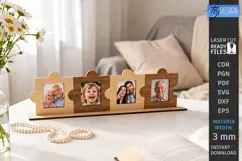 Family Puzzle Photo Frame Laser Cut | Modern Picture Frame Product Image 1