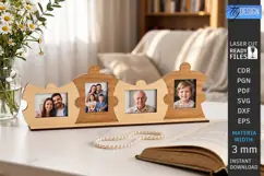 Family Puzzle Photo Frame Laser Cut | Modern Picture Frame Product Image 1