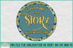 Family Quote Floral Wall Decor Round Farmhouse Sublimation