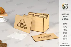 Family Recipe Box Laser Cut. 3D Recipe Cards Holder SVG Product Image 1