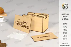 Family Recipe Box Laser Cut. 3D Recipe Cards Holder SVG Product Image 1