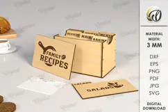 Family Recipe Box Laser Cut. 3D Recipe Cards Holder SVG Product Image 1