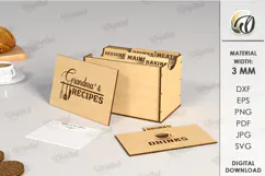 Family Recipe Box Laser Cut. 3D Recipe Cards Holder SVG Product Image 1