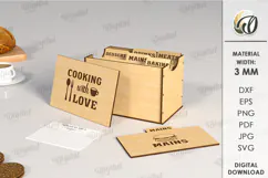 Family Recipe Box Laser Cut. 3D Recipe Cards Holder SVG Product Image 1