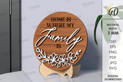 Family Round Sign Laser Cut. Home Decor SVG Product Image 1