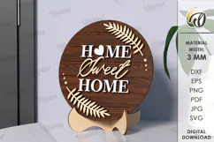 Family Round Sign Laser Cut. Home Decor SVG Product Image 1