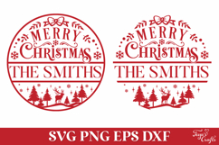 Round Family Christmas Name Sign SVG Cut File Product Image 2