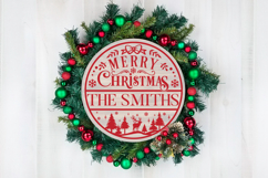 Round Family Christmas Name Sign SVG Cut File Product Image 3