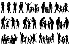Family SVG Bundle: Mom Dad &amp; Kids Silhouette Clipart Product Image 1