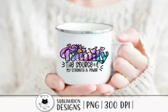 family quote sublimation design shown on a cup