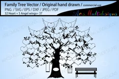 32 hearts with 5 angel wings / 37 heart tree template Product Image 1