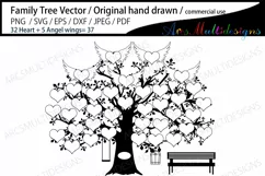 32 hearts with 5 angel wings / 37 heart tree template Product Image 2
