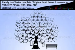 78 heart family tree / 78 members family tree template Product Image 2