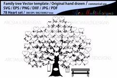 78 heart family tree / 78 members family tree template Product Image 3