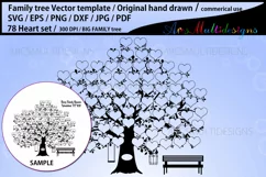 78 heart family tree / 78 members family tree template Product Image 1