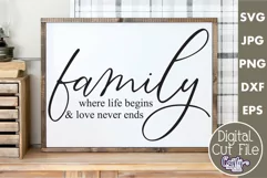 Family Where Life Begins Farmhouse Home Sign Svg Product Image 1