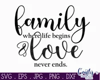 Farmhouse Home Round Sign Svg | Family Where Life Begins Product Image 2