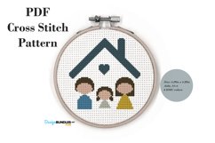 Family With A Daughter Cross Stitch Pattern PDF File Product Image 1