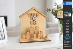 Family Wooden Stand with Figures Laser Cut | 3D Family Tree Product Image 1