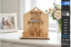 Family Wooden Stand with Figures Laser Cut | 3D Family Tree Product Image 1