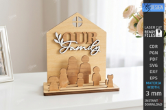 Family Wooden Stand with Figures Laser Cut | 3D Family Tree Product Image 1