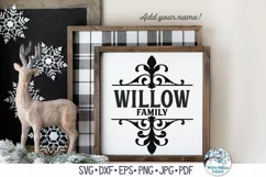 Fancy Family Name Sign SVG | Farmhouse Last Name Sign SVG Product Image 1