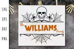 Halloween Sign SVG - Family Name Sign Skull and Spider's Web Product Image 1