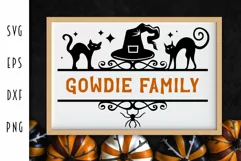 Halloween Sign SVG - Family Name Sign Black Cats & Witch Hat Product Image 1
