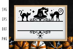 Halloween Sign SVG - Family Name Sign Black Cats & Witch Hat Product Image 2