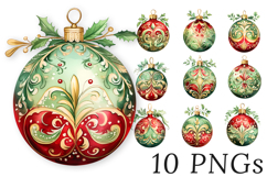 Red &amp; Green Christmas Decorations Clipart Bundle Transparent Product Image 1