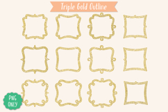 Fancy Square Frames, Gold Glitter, Hand Drawn Borders Product Image 7