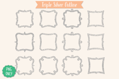 Fancy Square Frames, Silver Glitter, Hand Drawn Borders Product Image 7