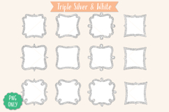 Fancy Square Frames, Silver Glitter, Hand Drawn Borders Product Image 11
