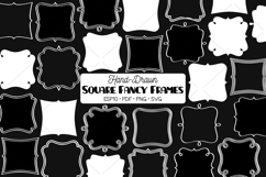 White Fancy Square Frames | Hand Drawn Border Monogram Product Image 1