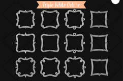 White Fancy Square Frames | Hand Drawn Border Monogram Product Image 2