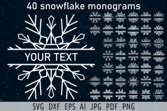 Snowflake split monogram svg bundle Snowflake ornament svg Product Image 1